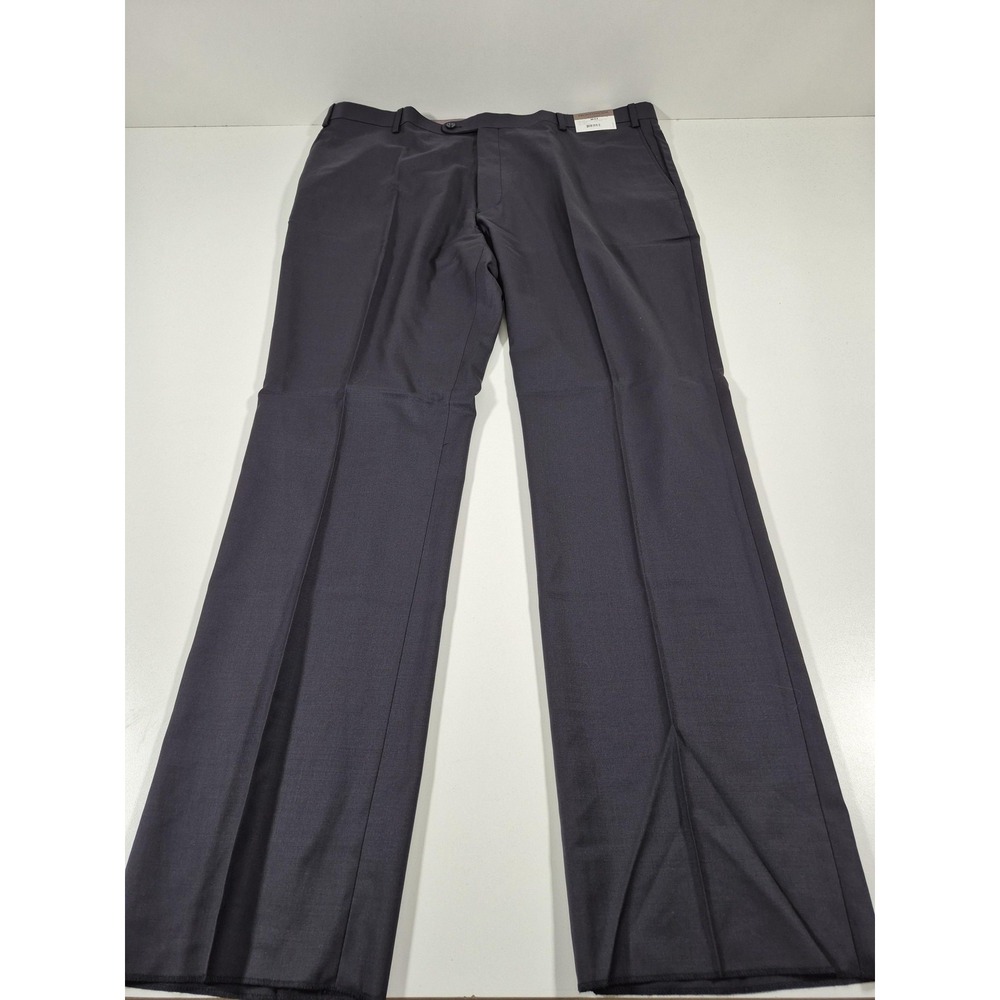 Prontomoda Dress Pants Mens 44x36 Navy Super 140s Wool Flat Front NWT Unhemmed